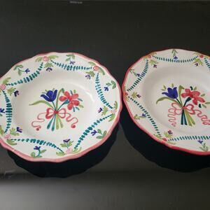 Vintage Sigma Tastesetter LeJardin Floral Bowls Dish 10 Italy Hand Painted Set 2